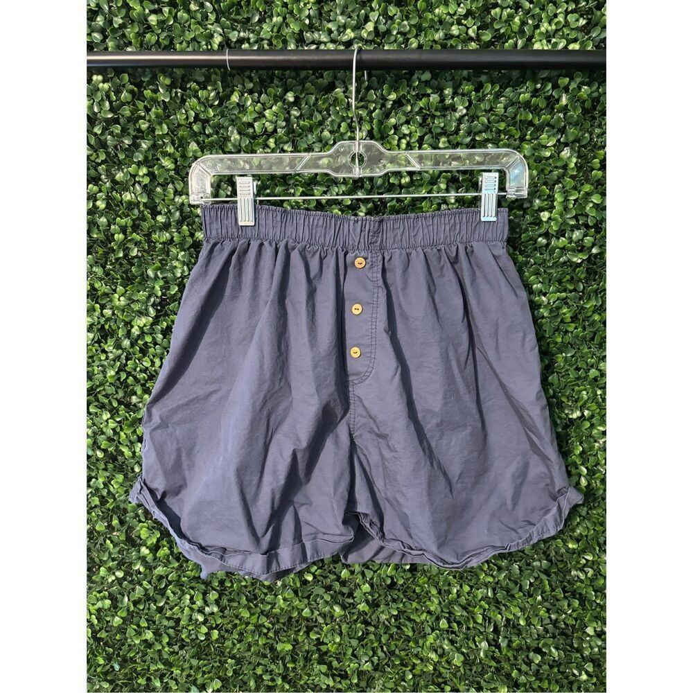 Free People Intimately Women's Navy Blue Boxer Shorts Cuffed Cotton Size XS High